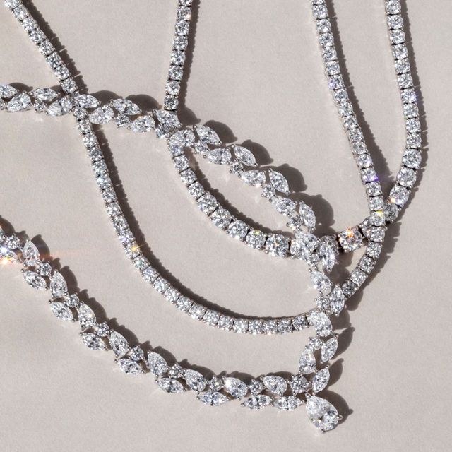 23.00 Carat Lab Grown Diamond Necklace In White Gold