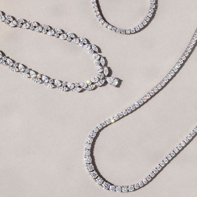 23.00 Carat Lab Grown Diamond Necklace In White Gold