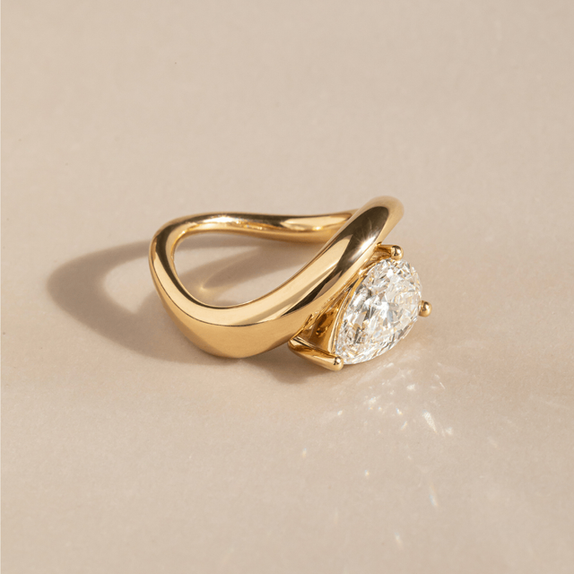 2.17 Carat Lab Grown Pear Solitaire Engagement Ring In Yellow Gold - Flow