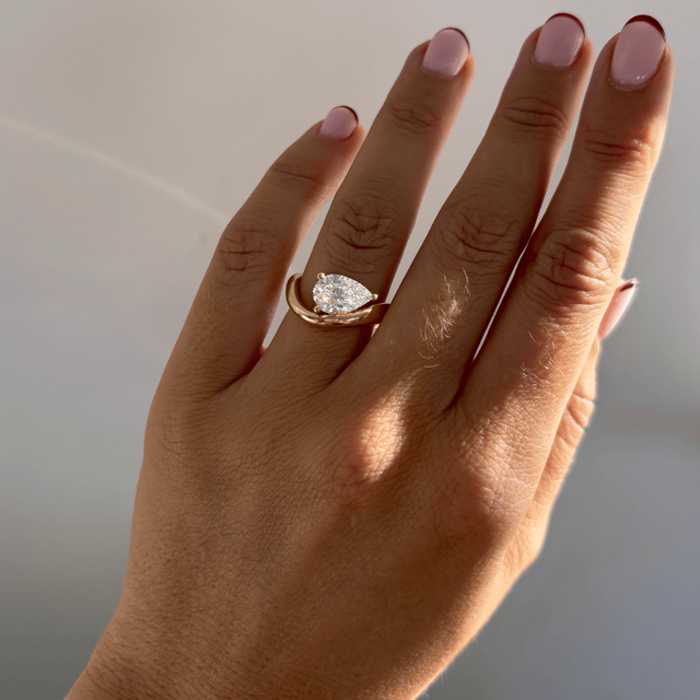 2.17 Carat Lab Grown Pear Solitaire Engagement Ring In Yellow Gold - Flow