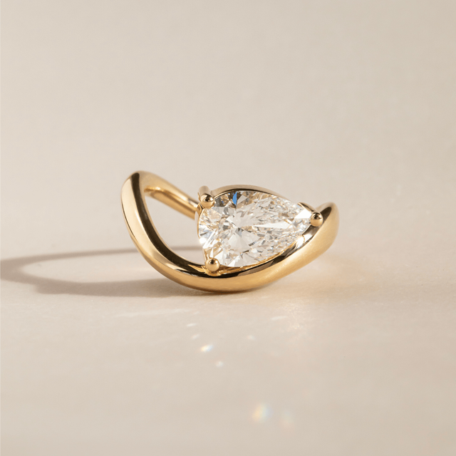 2.17 Carat Lab Grown Pear Solitaire Engagement Ring In Yellow Gold - Flow