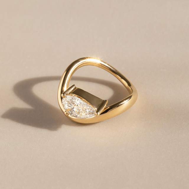 2.17 Carat Lab Grown Pear Solitaire Engagement Ring In Yellow Gold - Flow