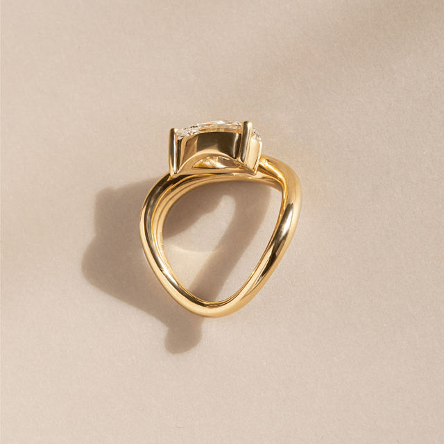 2.17 Carat Lab Grown Pear Solitaire Engagement Ring In Yellow Gold - Flow
