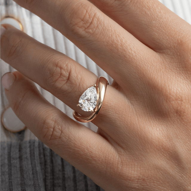 2.17 Carat Lab Grown Pear Solitaire Engagement Ring In Yellow Gold - Flow
