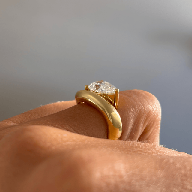 2.17 Carat Lab Grown Pear Solitaire Engagement Ring In Yellow Gold - Flow