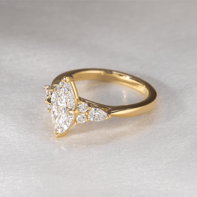 1.30 Carat Marquise Diamond Cluster Yellow Gold Engagement Ring - Nanami