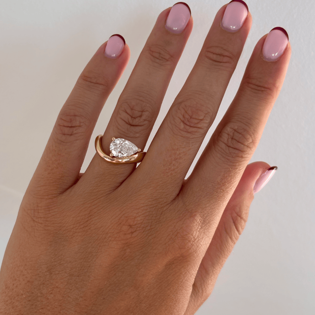2.17 Carat Lab Grown Pear Solitaire Engagement Ring In Yellow Gold - Flow