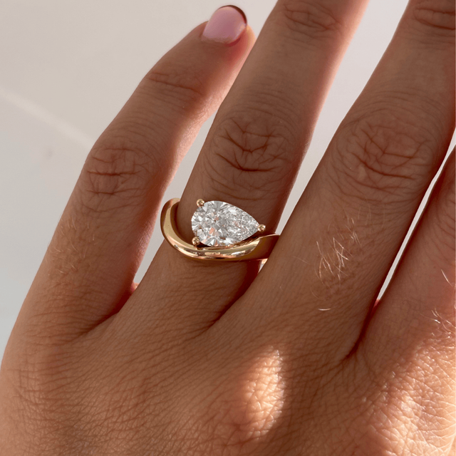 2.17 Carat Lab Grown Pear Solitaire Engagement Ring In Yellow Gold - Flow