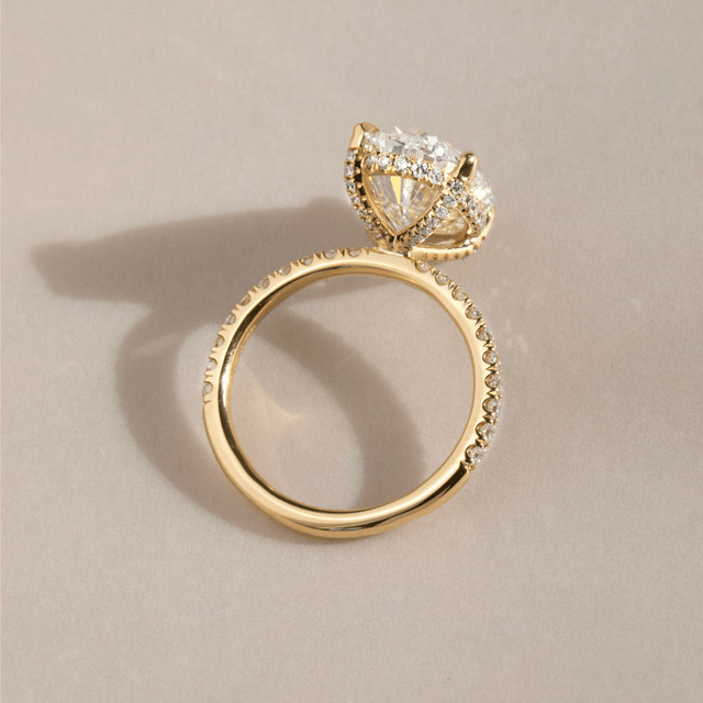 6.00 Carat Lab Grown Oval Diamond Band Engagement Ring In Yellow Gold - Kate