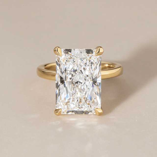 8.63 Carat Lab Grown Radiant Hidden Halo Engagement Ring In Yellow Gold - Kate