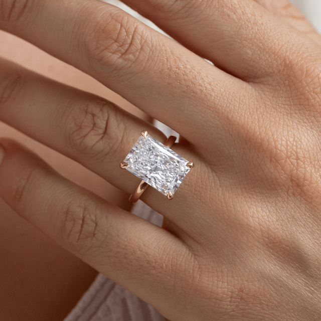 8.63 Carat Lab Grown Radiant Hidden Halo Engagement Ring In Yellow Gold - Kate