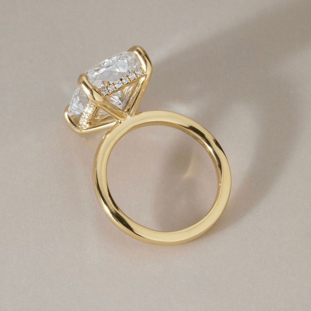8.63 Carat Lab Grown Radiant Hidden Halo Engagement Ring In Yellow Gold - Kate