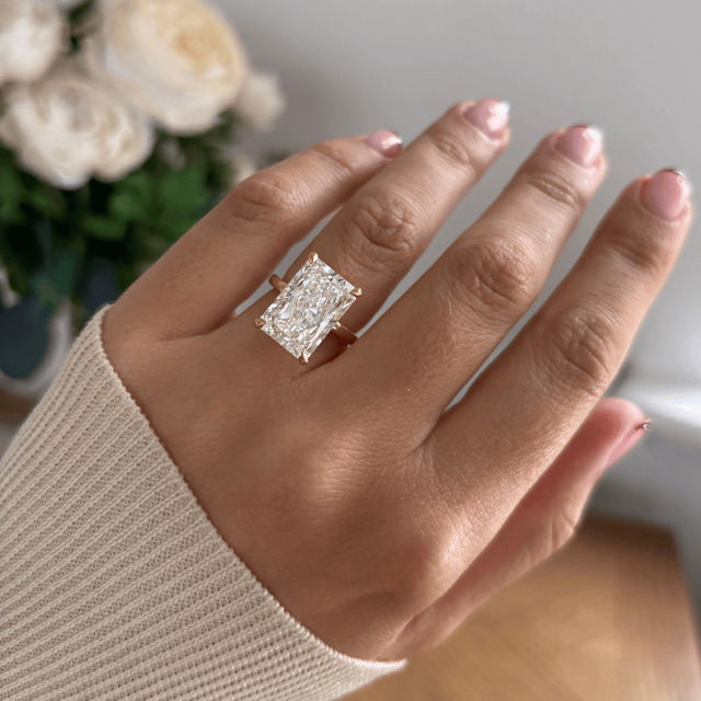 8.63 Carat Lab Grown Radiant Hidden Halo Engagement Ring In Yellow Gold - Kate