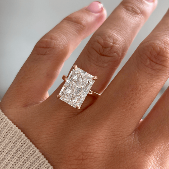 8.63 Carat Lab Grown Radiant Hidden Halo Engagement Ring In Yellow Gold - Kate