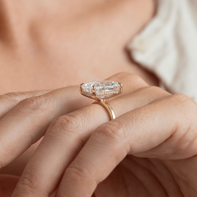 8.63 Carat Lab Grown Radiant Hidden Halo Engagement Ring In Yellow Gold - Kate