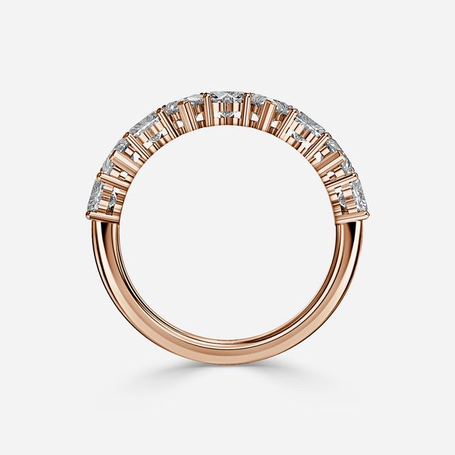 Heart-Shaped Diamond Half Eternity Ring In Rose Gold