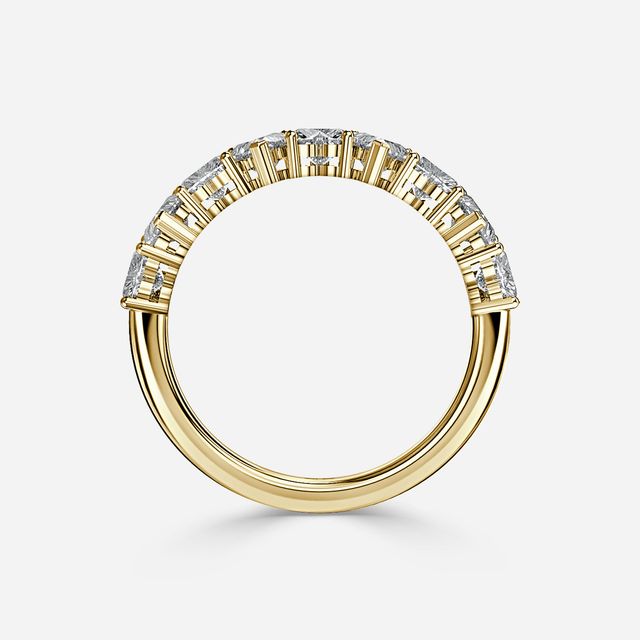 Heart-Shaped Diamond Half Eternity Ring In Yellow Gold
