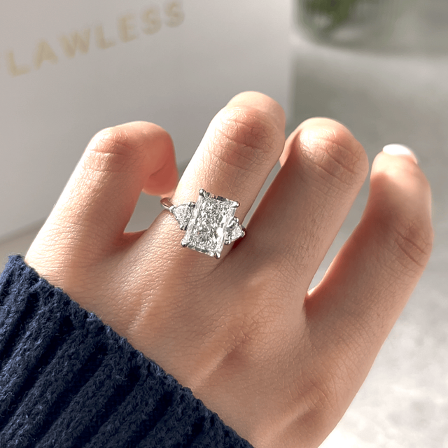 4.00 Carat Radiant Diamond Trilogy Platinum Engagement Ring - Manilla