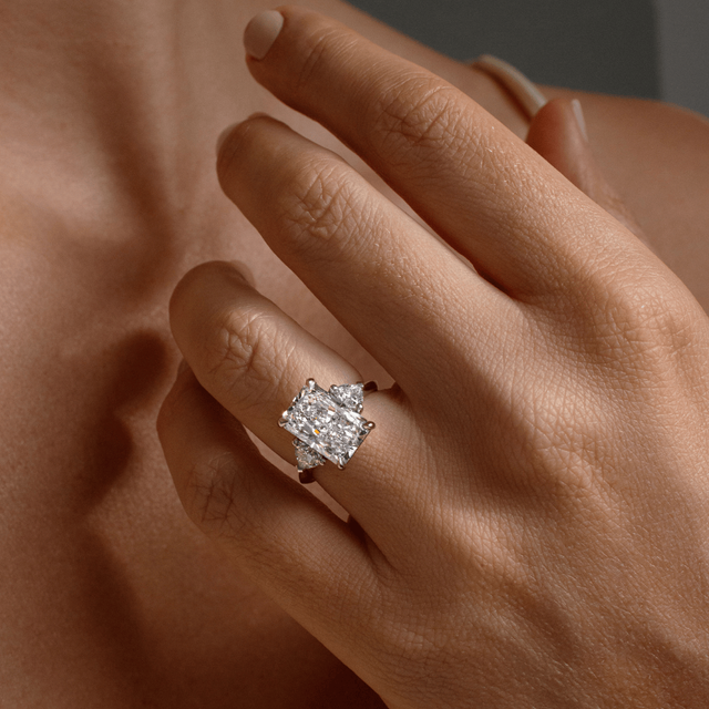 4.00 Carat Radiant Diamond Trilogy Platinum Engagement Ring - Manilla