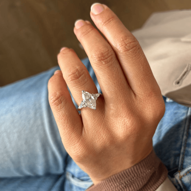 2.50 Carat Marquise Diamond Cluster Two-Tone Engagement Ring - Nanami