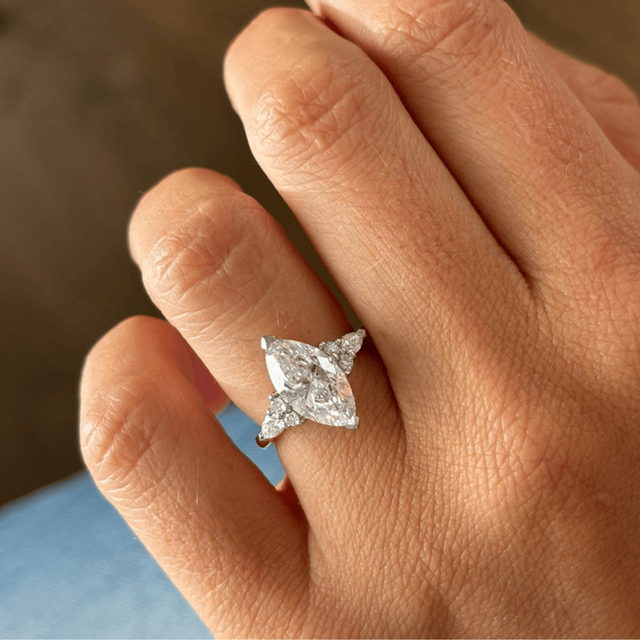 2.50 Carat Marquise Diamond Cluster Two-Tone Engagement Ring - Nanami