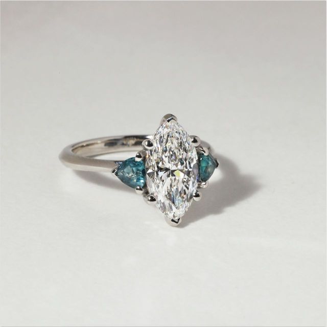 2.30 Carat Marquise Diamond Trilogy Platinum Engagement Ring - Manilla