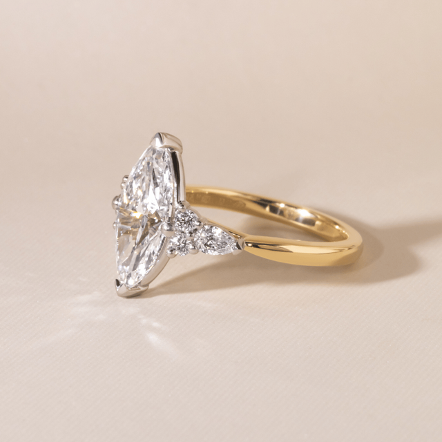 2.50 Carat Marquise Diamond Cluster Two-Tone Engagement Ring - Nanami