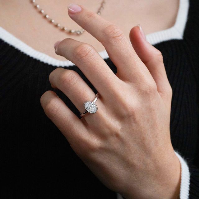 1.50 Carat Lab Grown Oval Diamond Bezel Solitaire Ring In Platinum - Chloe