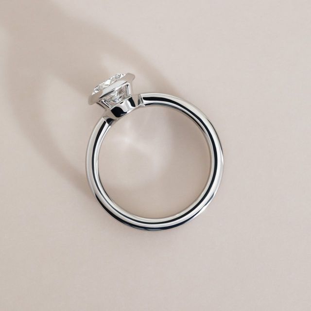 1.50 Carat Lab Grown Oval Diamond Bezel Solitaire Ring In Platinum - Chloe