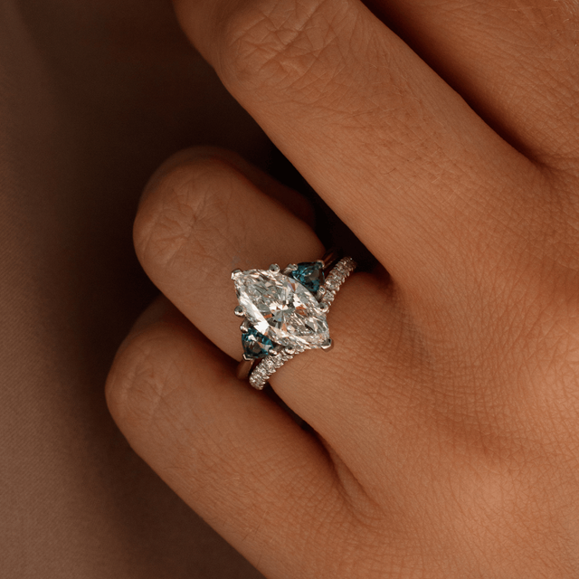 2.30 Carat Marquise Diamond Trilogy Platinum Engagement Ring - Manilla