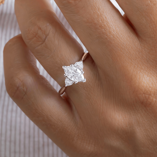 1.00 Carat Marquise Diamond Trilogy Platinum Engagement Ring - Venus