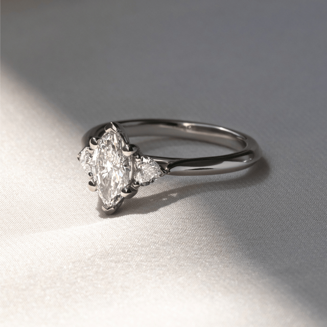 1.00 Carat Marquise Diamond Trilogy Platinum Engagement Ring - Venus