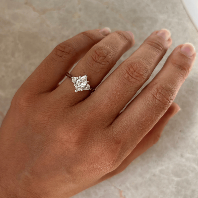 1.00 Carat Marquise Diamond Trilogy Platinum Engagement Ring - Venus