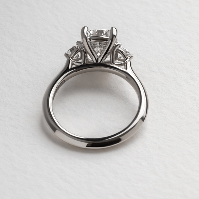 3.00 Carat Elongated Cushion Diamond Trilogy Platinum Engagement Ring - Venus