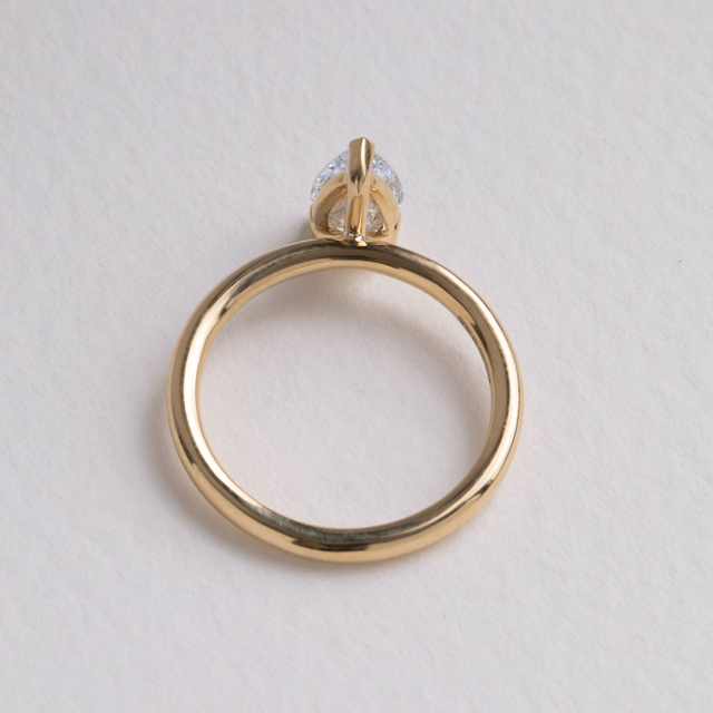 1.00 Carat Lab Grown Pear Diamond Solitaire Engagement Ring In Yellow Gold - Chelsea
