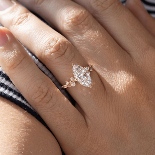 2.50 Carat Lab Grown Marquise Cluster Engagement Ring In Yellow Gold - Morning Star