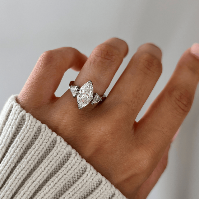 2.00 Carat Marquise Diamond Trilogy Platinum Engagement Ring - Ciara