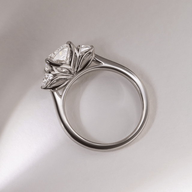 2.00 Carat Cushion Diamond Trilogy Platinum Engagement Ring - Ciara