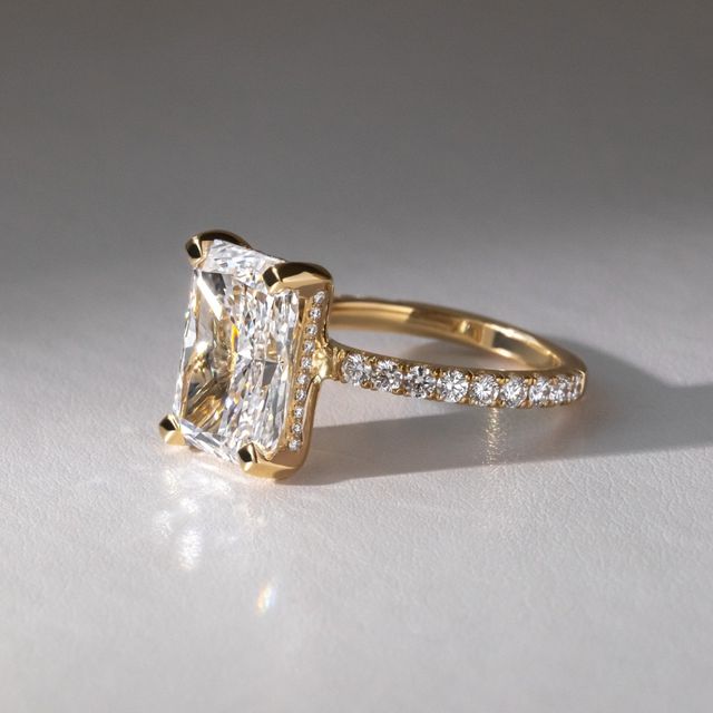 5.00 Carat Radiant Diamond Hidden Halo Yellow Gold Engagement Ring - Sadie