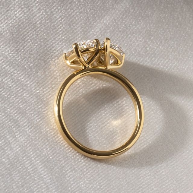 Toi Et Moi Lab Grown Oval And Pear Diamond Yellow Gold Engagement Ring