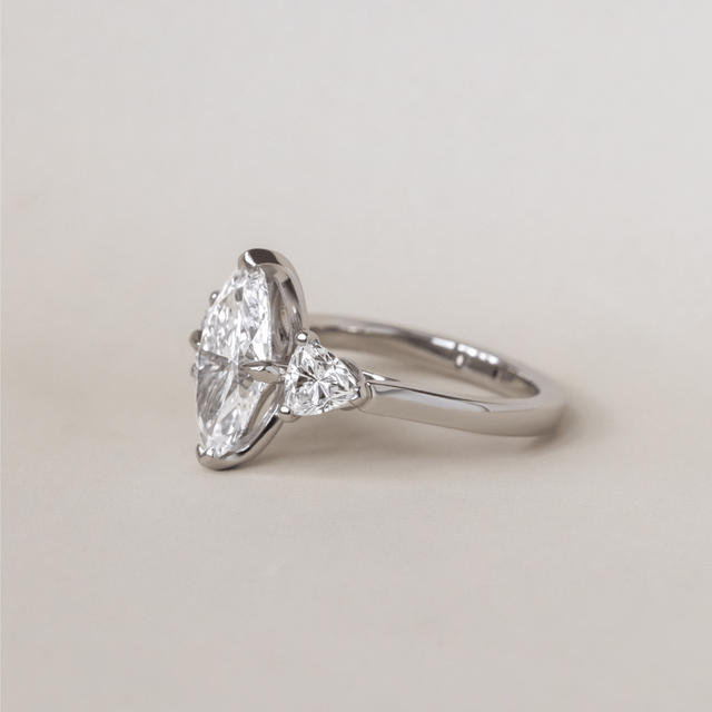 2.00 Carat Marquise Diamond Trilogy Platinum Engagement Ring - Ciara