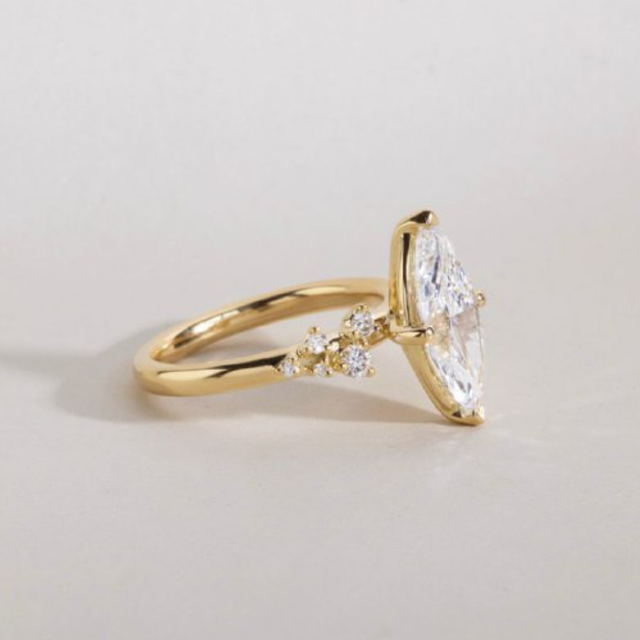 2.50 Carat Lab Grown Marquise Cluster Engagement Ring In Yellow Gold - Morning Star