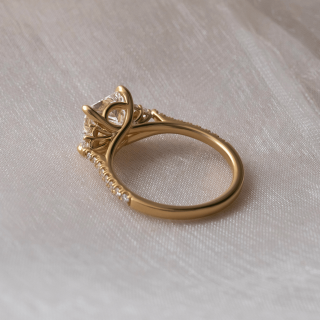 3.10 Carat Princess Diamond Cluster Yellow Gold Engagement Ring - Mithrial