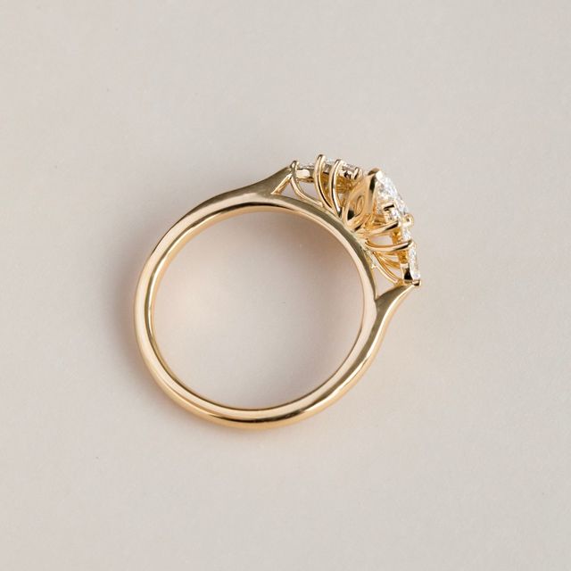 1.00 Carat Marquise Diamond Cluster Engagement Ring In Yellow Gold - Holly