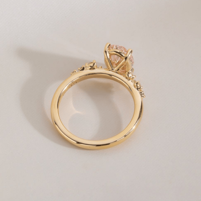 2.00 Carat Oval Pink Diamond Cluster Yellow Gold Engagement Ring - Morning Star