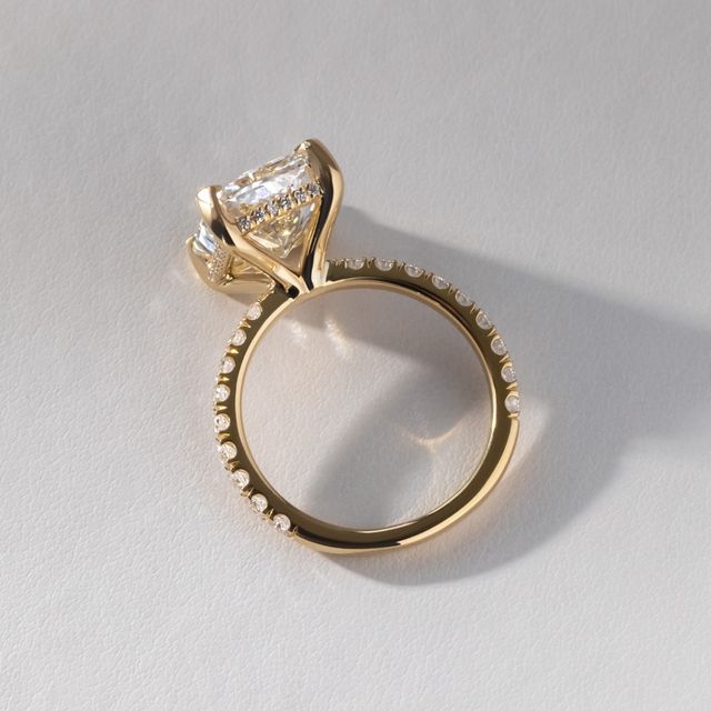 5.00 Carat Radiant Diamond Hidden Halo Yellow Gold Engagement Ring - Sadie