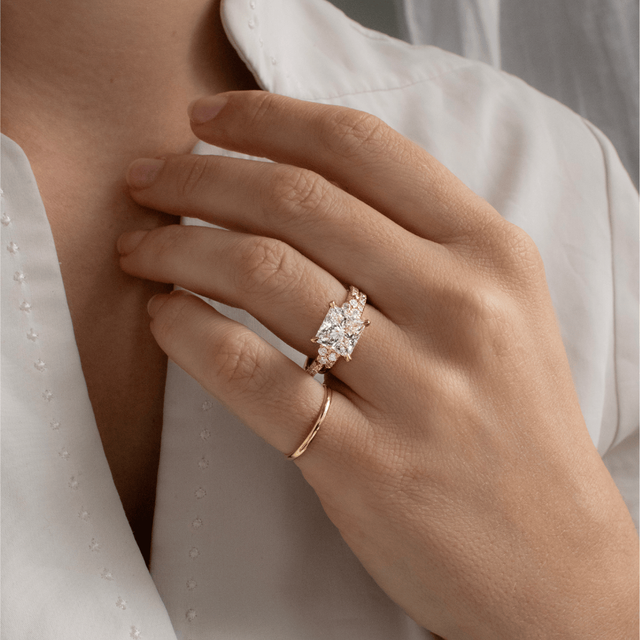 3.10 Carat Princess Diamond Cluster Yellow Gold Engagement Ring - Mithrial