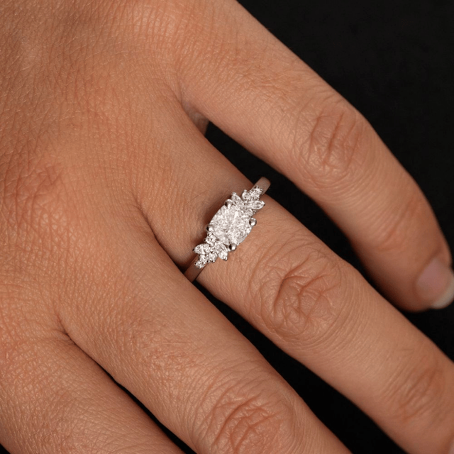 1.00 Carat Cushion Diamond Cluster Platinum Engagement Ring - Sphinx