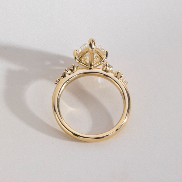 2.50 Carat Lab Grown Marquise Cluster Engagement Ring In Yellow Gold - Morning Star