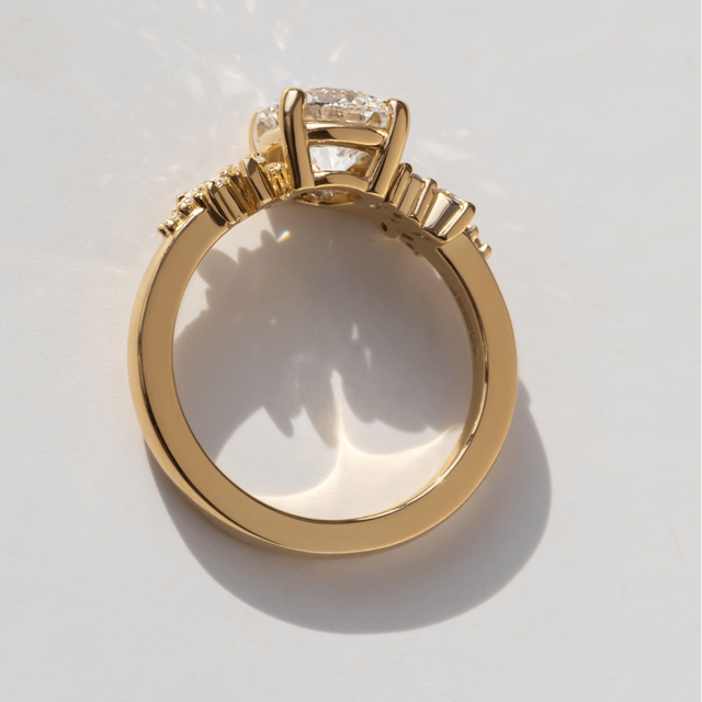 1.60 Carat Round Diamond Cluster Yellow Gold Engagement Ring - Sphinx